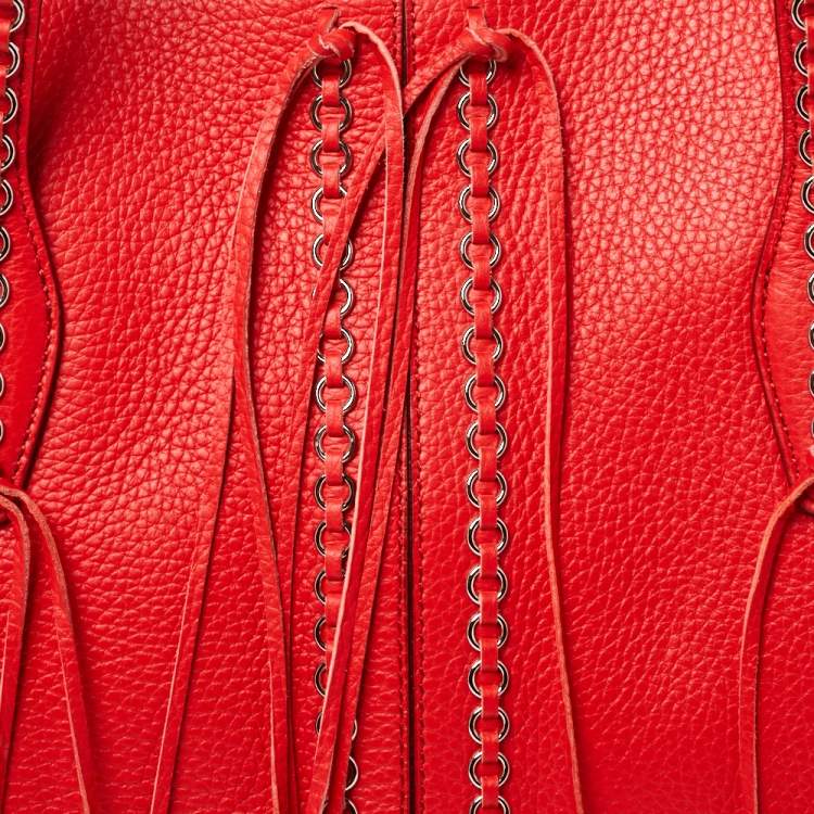 Pre Owned Tod's Red Leather ANJ Rings Shopper Tote