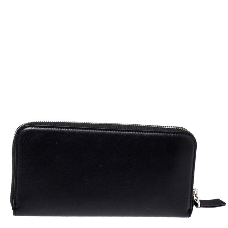 Pre Owned Tod's Black Leather Double T Zip Around Continental Wallet