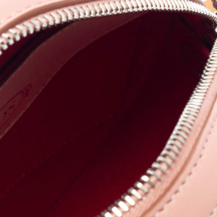 Pre Owned Tod's Pink Leather Round Gommini Crossbody Bag