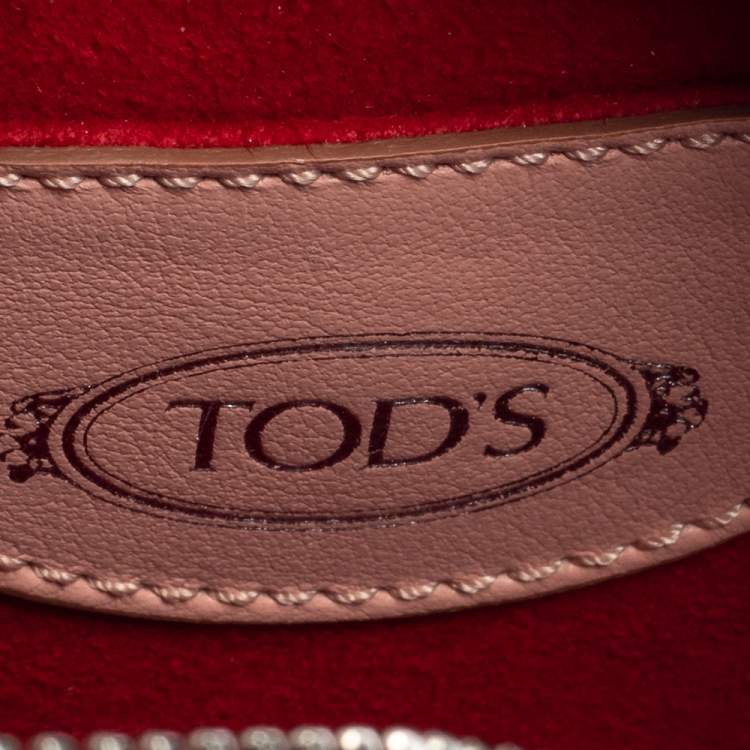 Pre Owned Tod's Pink Leather Round Gommini Crossbody Bag