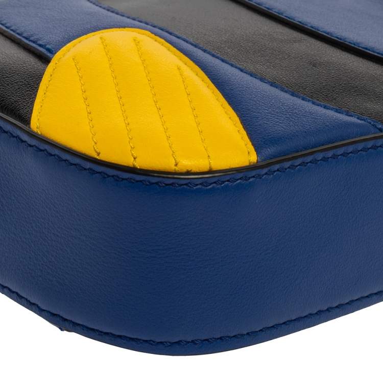 Pre Owned Tod's Blue/Yellow Leather Zoo Fish Camera Crossbody Bag