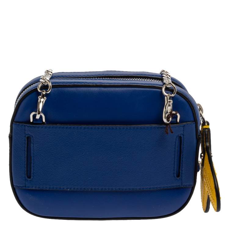 Pre Owned Tod's Blue/Yellow Leather Zoo Fish Camera Crossbody Bag