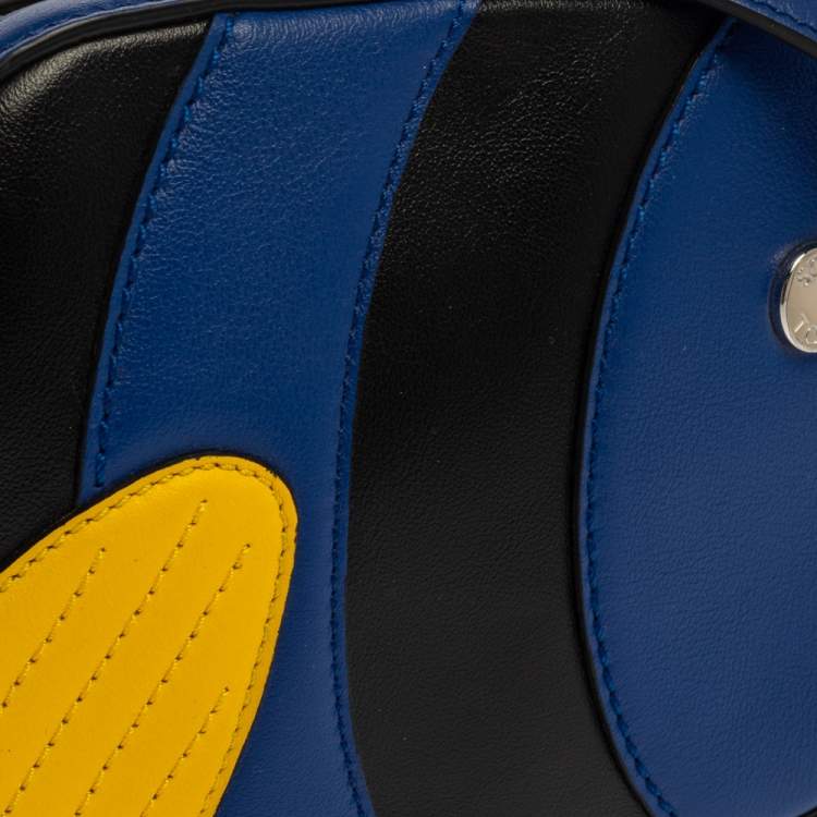 Pre Owned Tod's Blue/Yellow Leather Zoo Fish Camera Crossbody Bag
