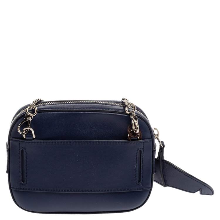 Pre Owned Tod's Blue/White Leather Zoo Shark Camera Crossbody Bag