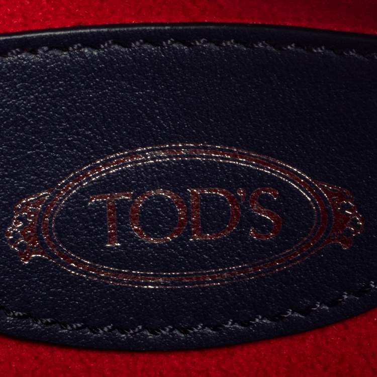Pre Owned Tod's Blue/White Leather Zoo Shark Camera Crossbody Bag