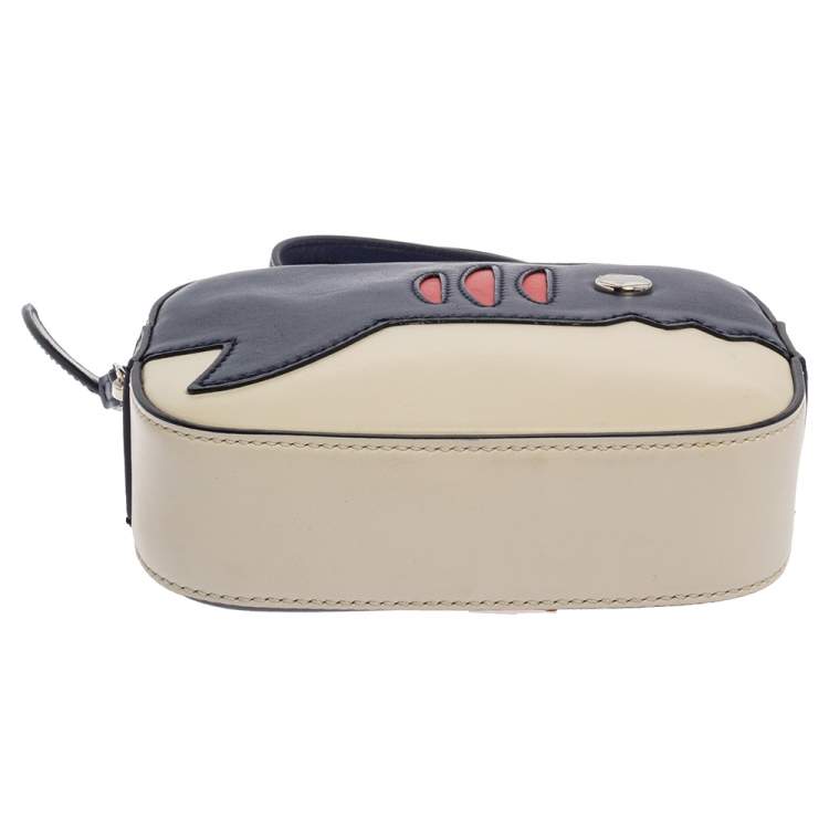 Pre Owned Tod's Blue/White Leather Zoo Shark Camera Crossbody Bag