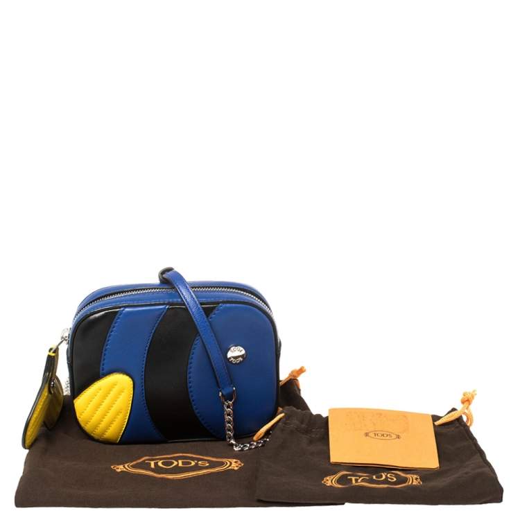 Pre Owned Tod's Tricolor Leather Shark Media Camera Crossbody Bag