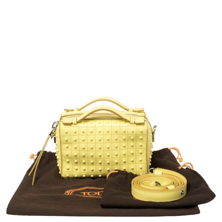 Pre Owned Tod's Yellow Leather Micro Studs Gommino Bag