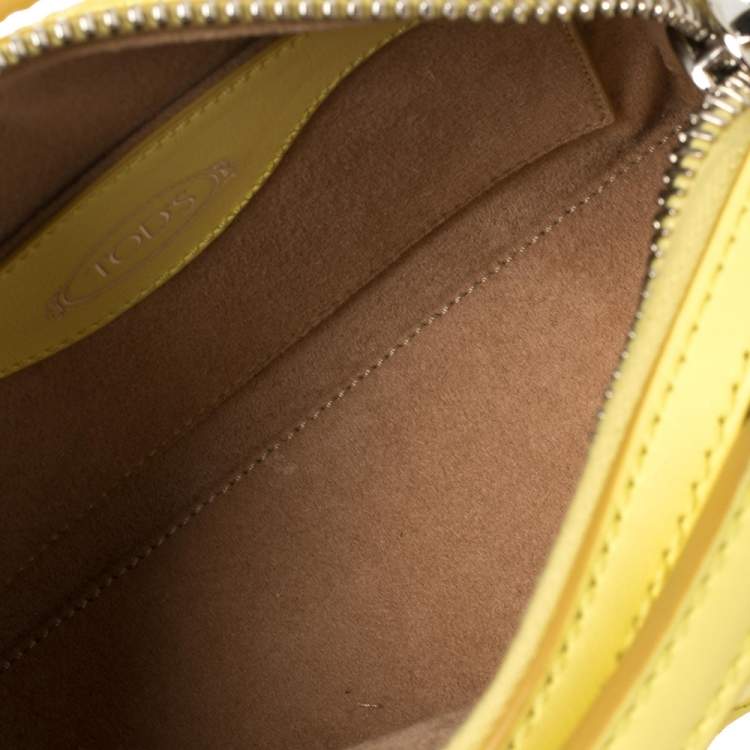 Pre Owned Tod's Yellow Leather Micro Studs Gommino Bag
