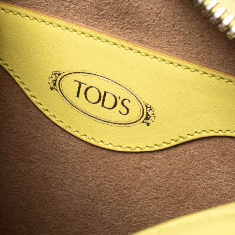 Pre Owned Tod's Yellow Leather Micro Studs Gommino Bag