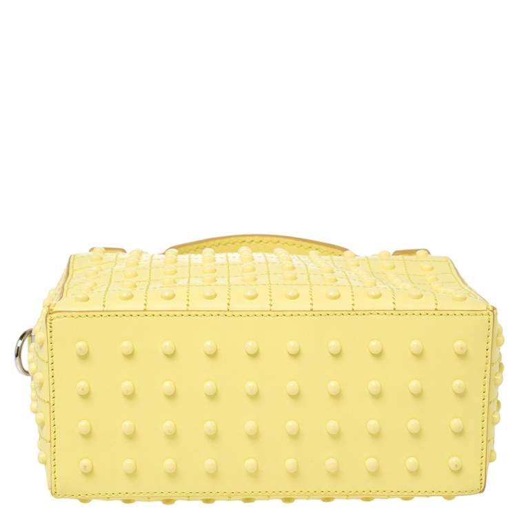 Pre Owned Tod's Yellow Leather Micro Studs Gommino Bag