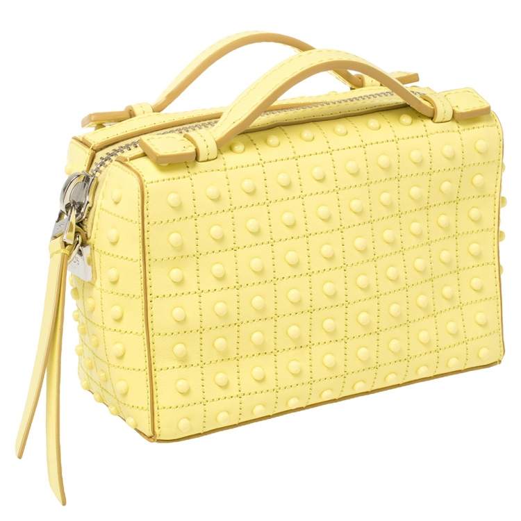 Pre Owned Tod's Yellow Leather Micro Studs Gommino Bag