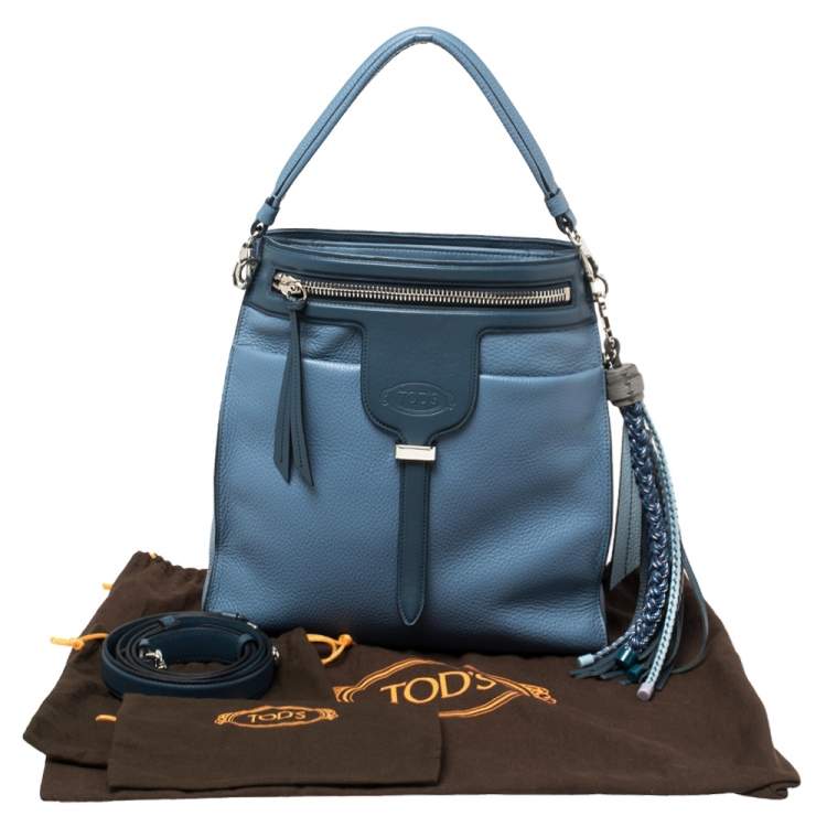 Pre Owned Tod's Blue Leather Thea Bucket Bag