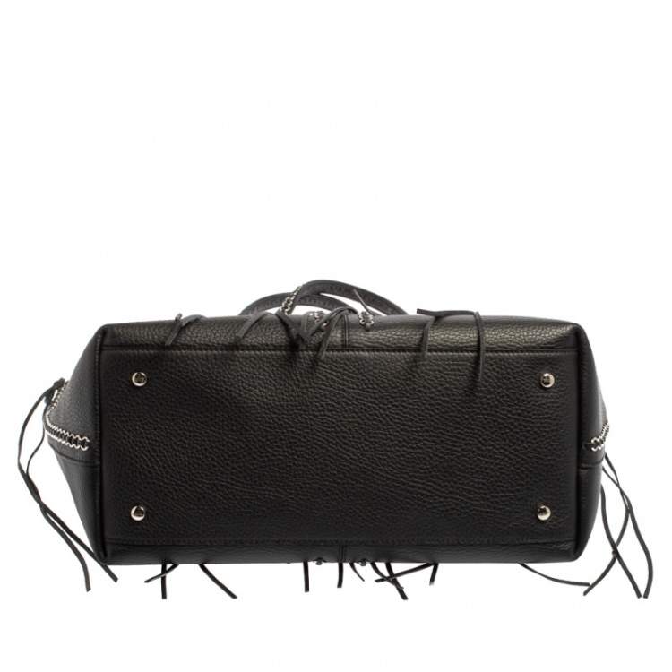 مملوكة مسبقًا Tod's Black Leather ANJ Rings Shopper Tote