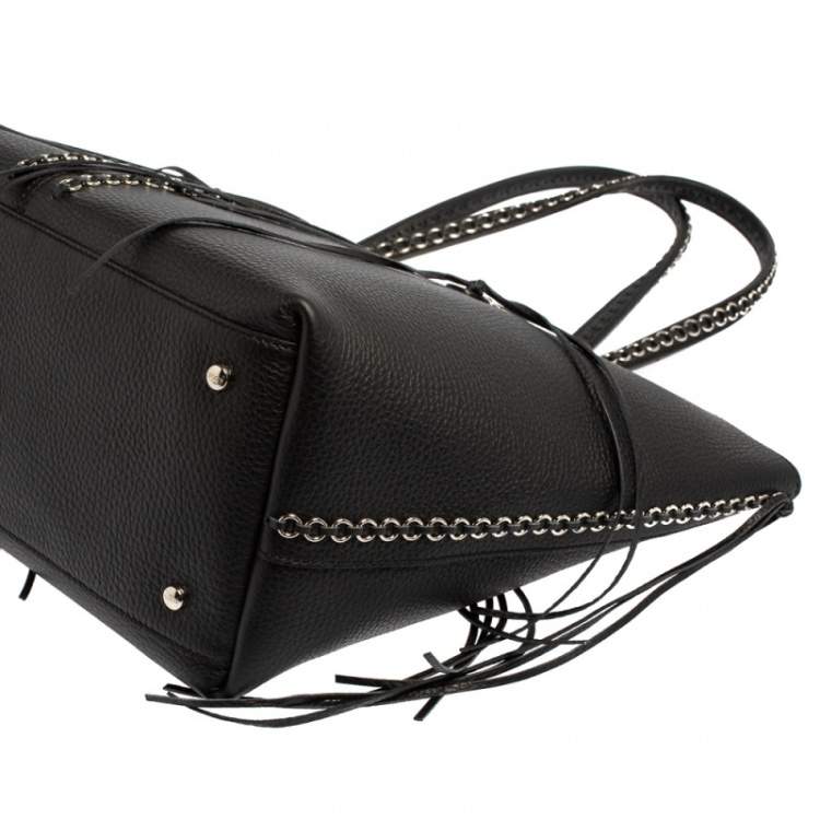 مملوكة مسبقًا Tod's Black Leather ANJ Rings Shopper Tote