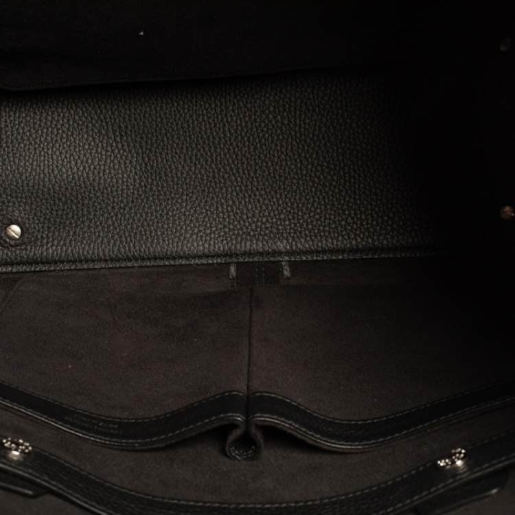 مملوكة مسبقًا Tod's Black Leather ANJ Rings Shopper Tote
