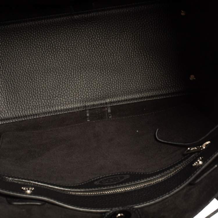 مملوكة مسبقًا Tod's Black Leather ANJ Rings Shopper Tote