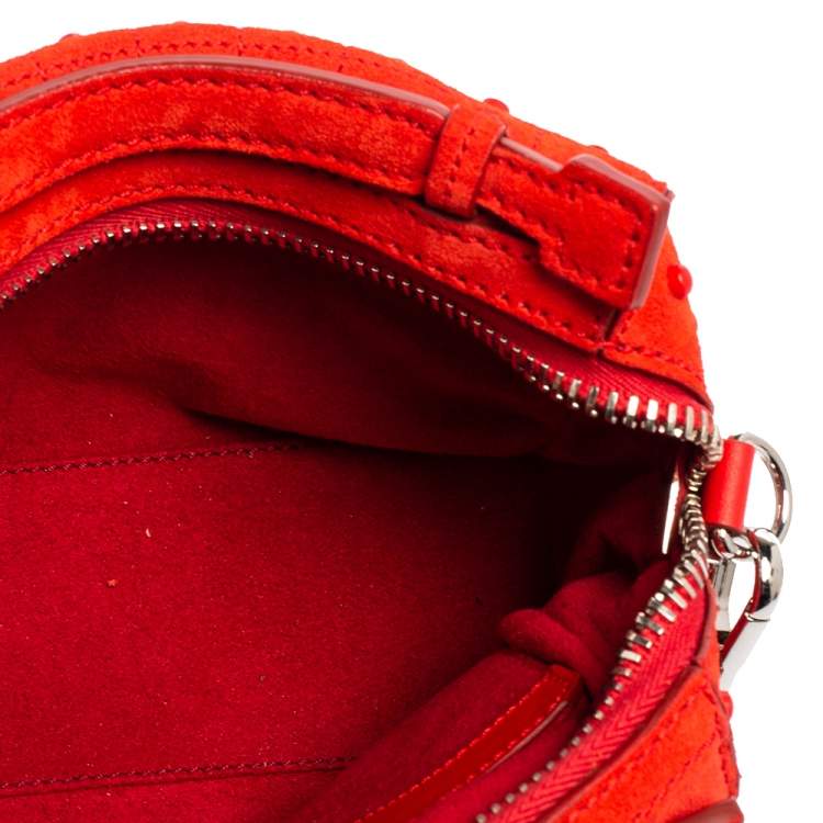 Pre Owned Tod's Red Suede Micro Studs Gommino Shoulder Bag