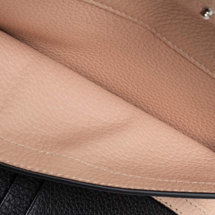 Pre Owned Tod's Black Leather Logo Flap Wallet 