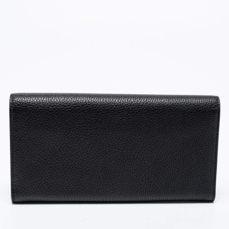 Pre Owned Tod's Black Leather Logo Flap Wallet 
