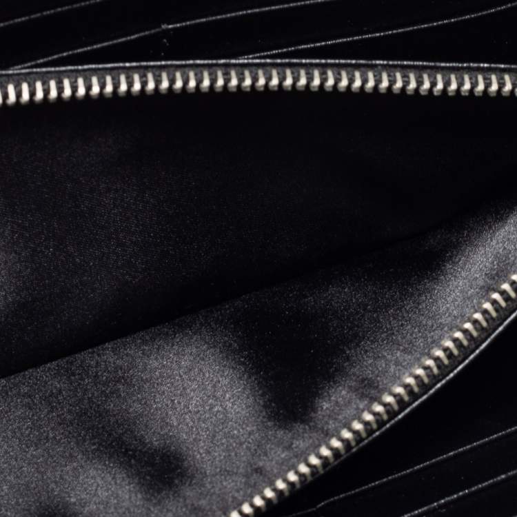 Pre Owned Tod's Black Quilted Leather Double T Zip Around Wallet