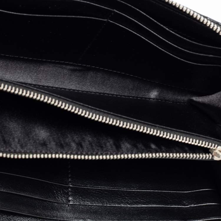 Pre Owned Tod's Black Quilted Leather Double T Zip Around Wallet