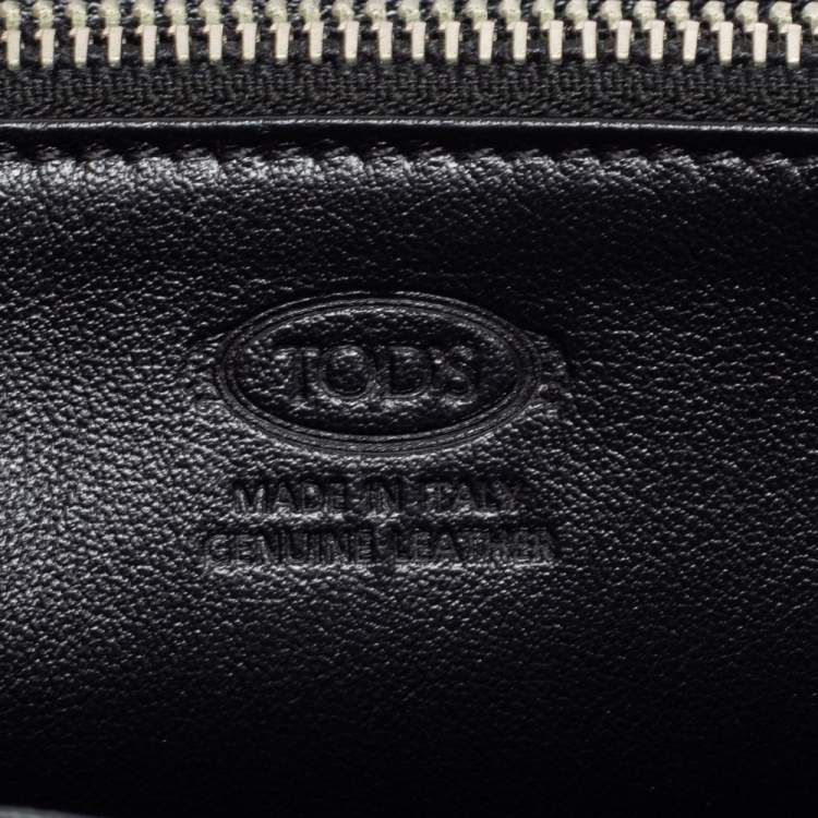 Pre Owned Tod's Black Quilted Leather Double T Zip Around Wallet