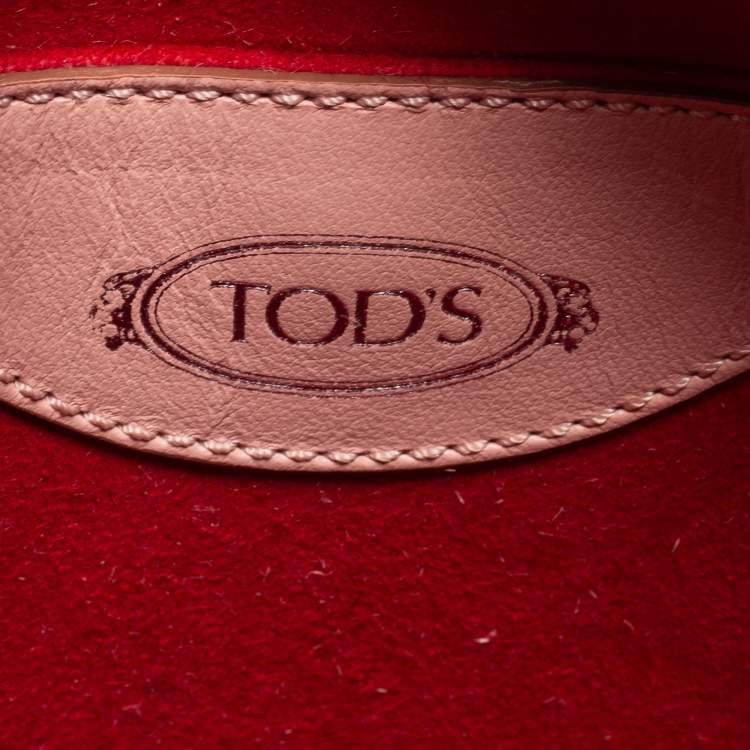 Pre Owned Tod's Pink Leather Round Gommini Crossbody Bag