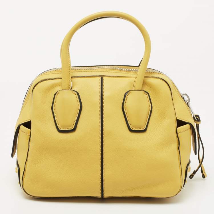 مملوكة مسبقًا Tod's Yellow Leather Mini Miky Satchel