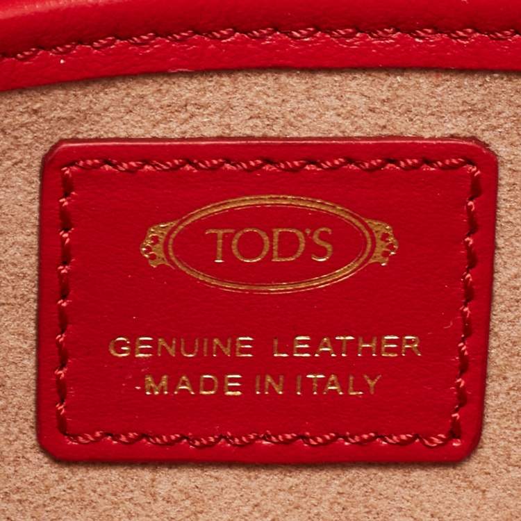 Pre Owned Tod's Red Leather T Timeless Micro Crossbody Bag