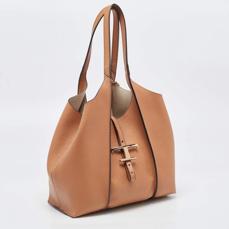 Pre Owned Tod's Brown Leather Small T Timeless Shopping Tote
