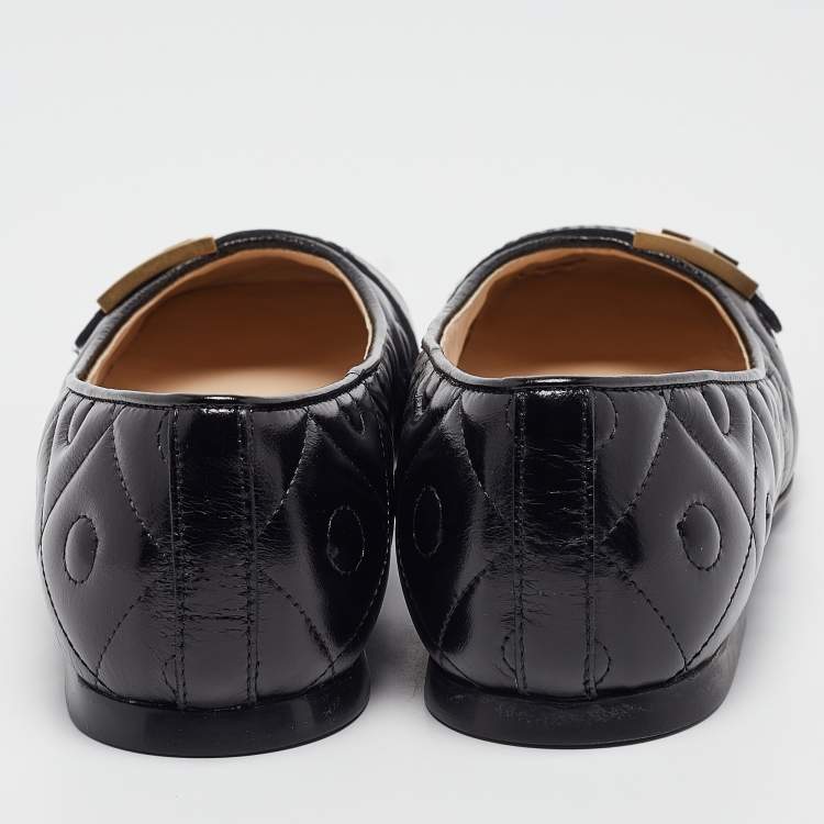 Pre Owned Tod's Black Leather Ballet Flats Size 39