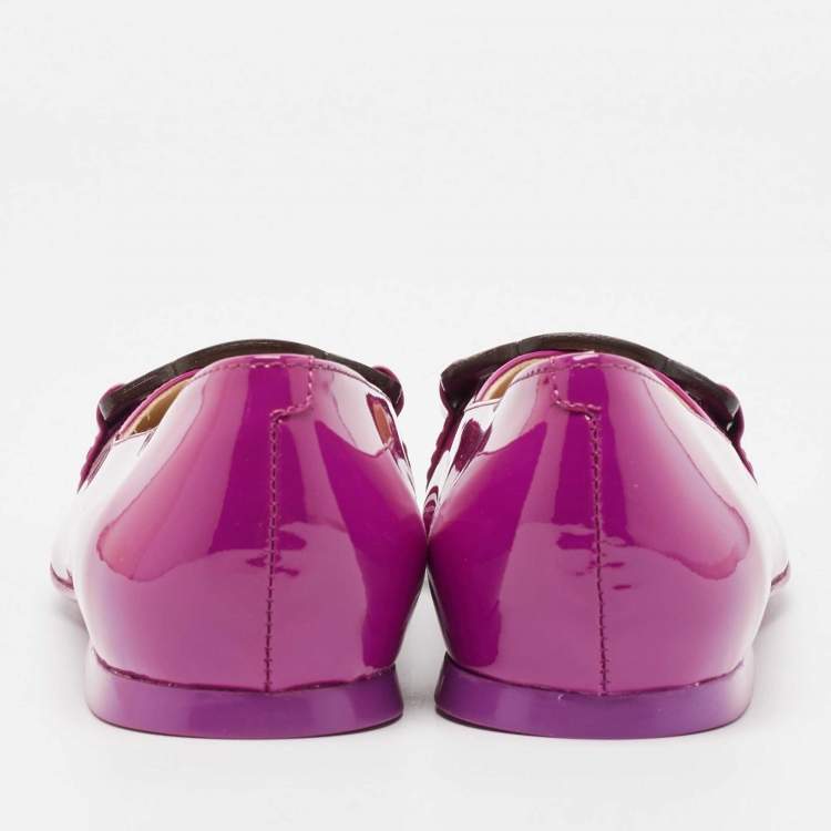Pre Owned Tod's Purple Patent Leather Ballet Flats Size 38