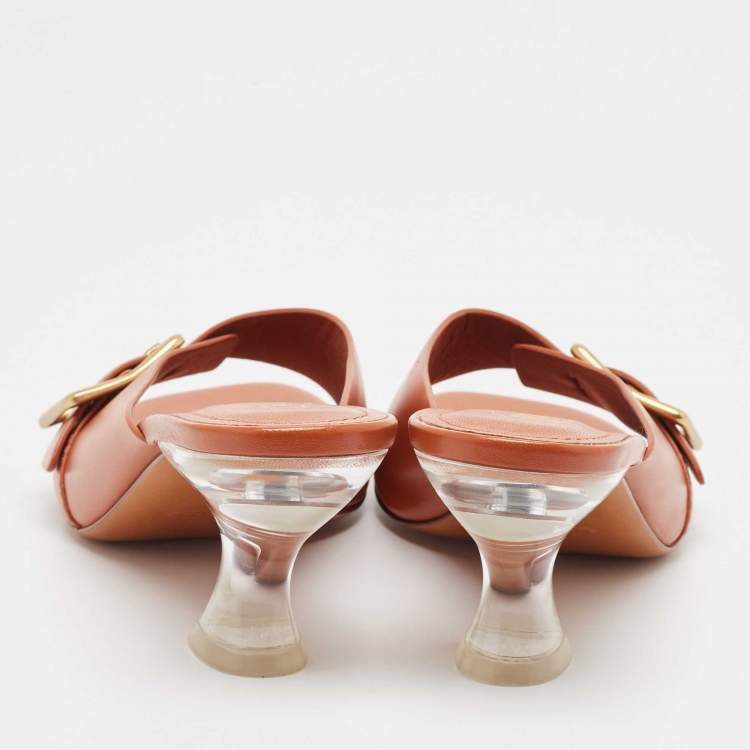 Pre Owned Tod's Brown Leather Slide Sandals Size 39