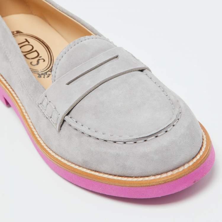 Pre Owned Tod's Lavender Suede Donna Loafers Size 37