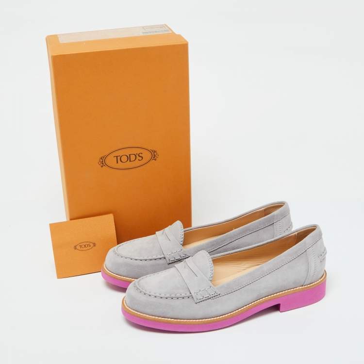 Pre Owned Tod's Lavender Suede Donna Loafers Size 37