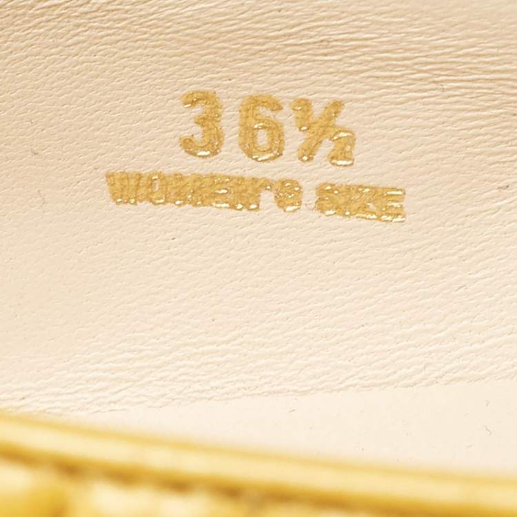 Pre Owned Tod's Yellow Quilted Leather T Buckle Ballet Flats Size 36.5