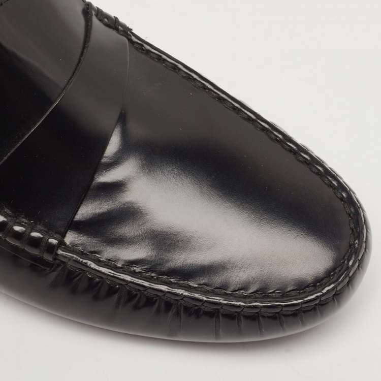 Pre Owned Tod's Black Leather Penny Driving Loafers Size 38