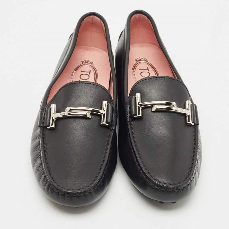 Pre Owned Tod's Black Leather Penny Loafers Size 38.5