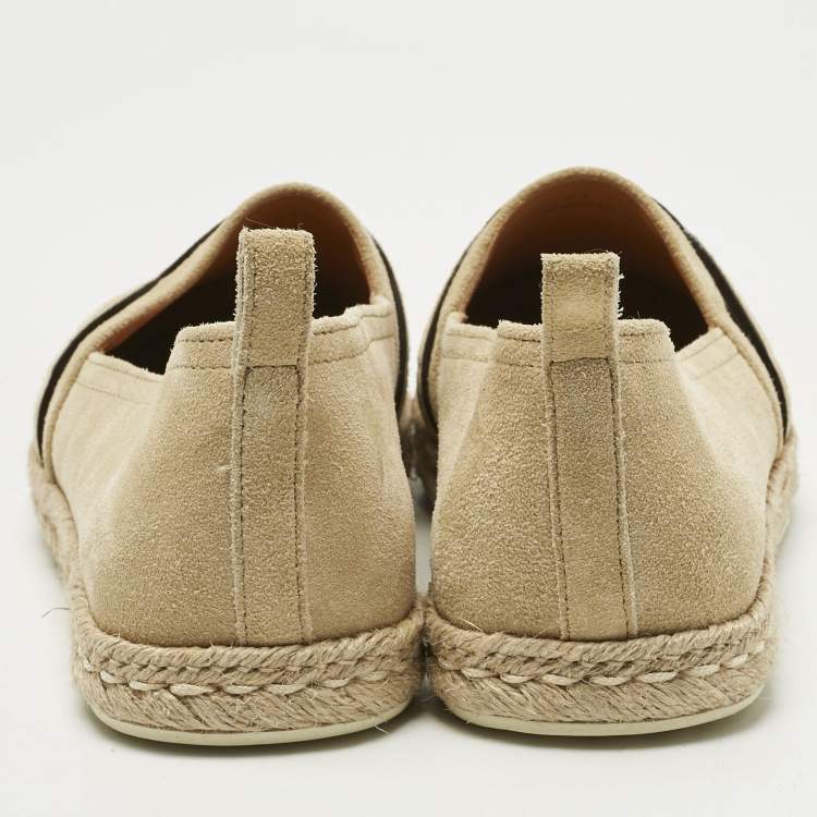 Pre Owned Tod's Beige Suede Kate Espadrille Flats Size 41