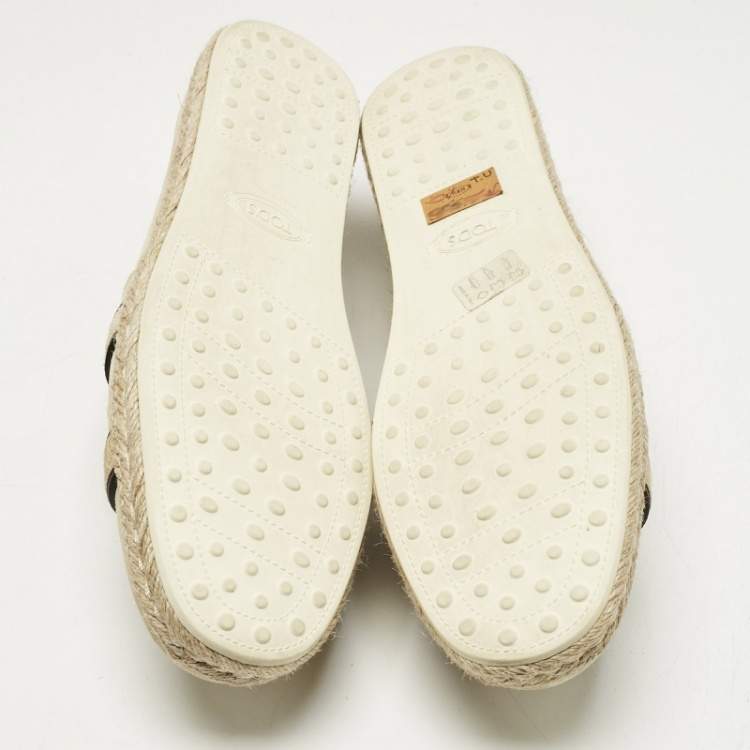 Pre Owned Tod's Beige Suede Kate Espadrille Flats Size 41