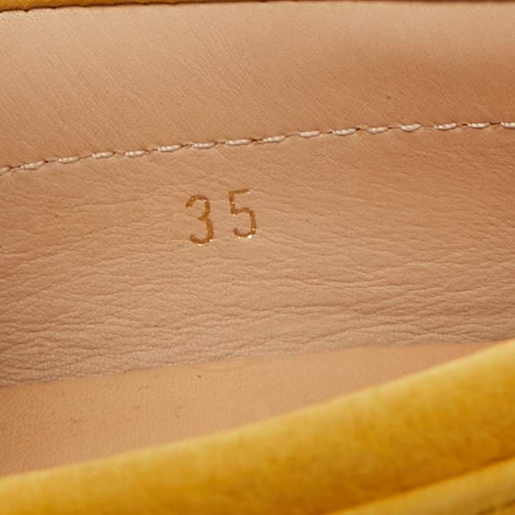 Pre Owned Tod's Yellow Nubuck Leather Gommino Penny Loafers Size 35