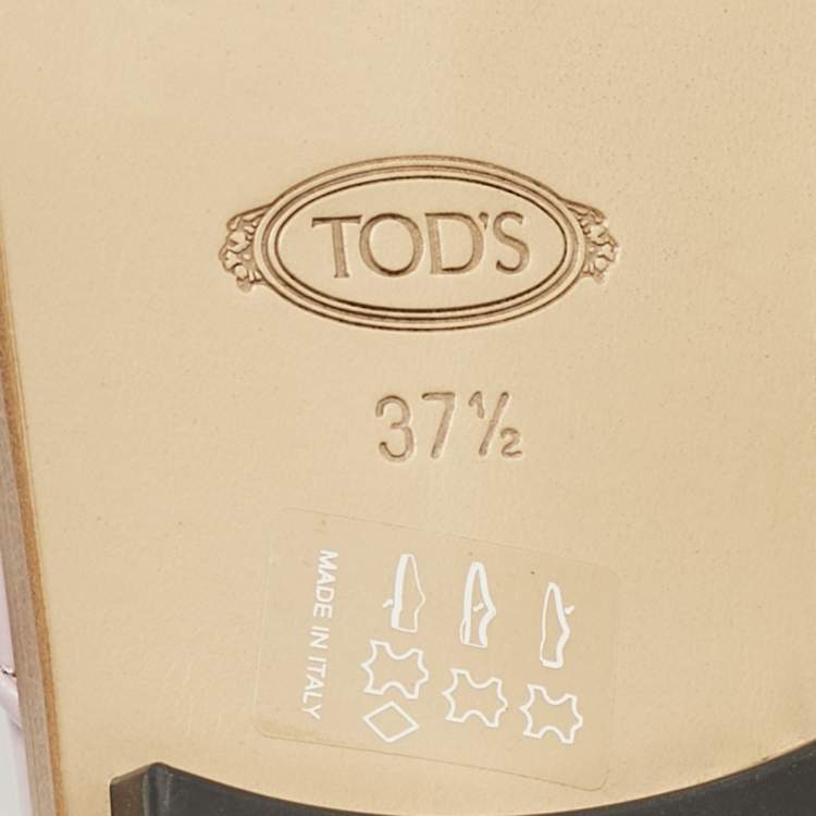 Pre Owned Tod's Lilac Leather Crystal Embellished Flat Slides Size 37.5