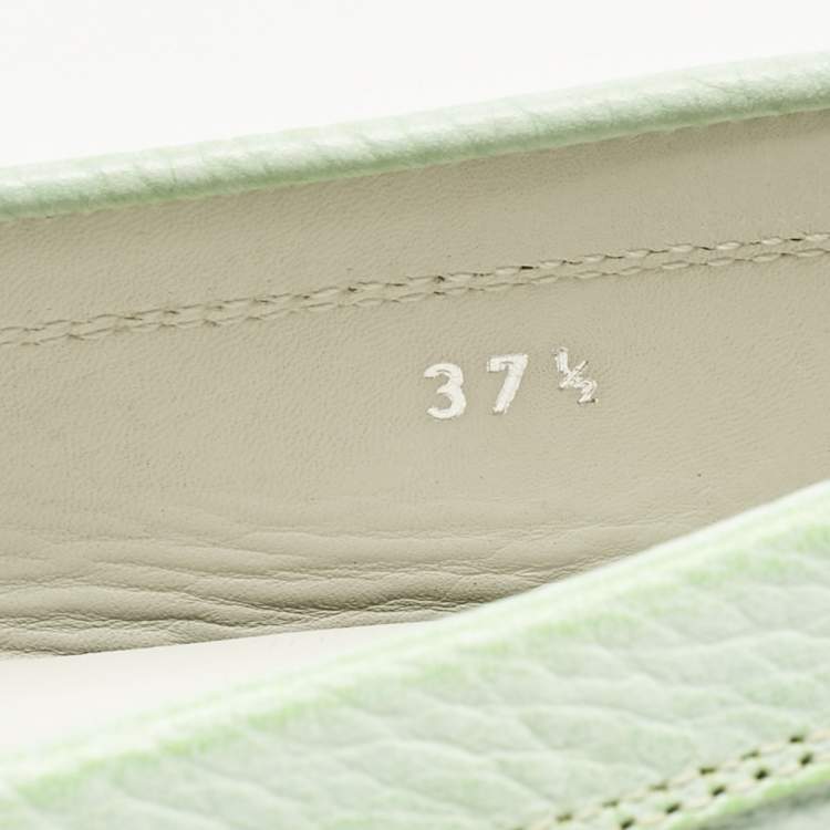 Pre Owned Tod's Green Leather Gommino Driving Loafers Size 37.5