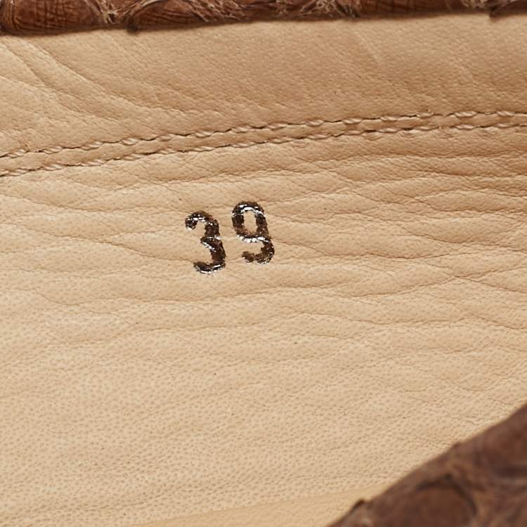 Pre Owned Tod's Brown Python Leather Slip On Loafers Size 39