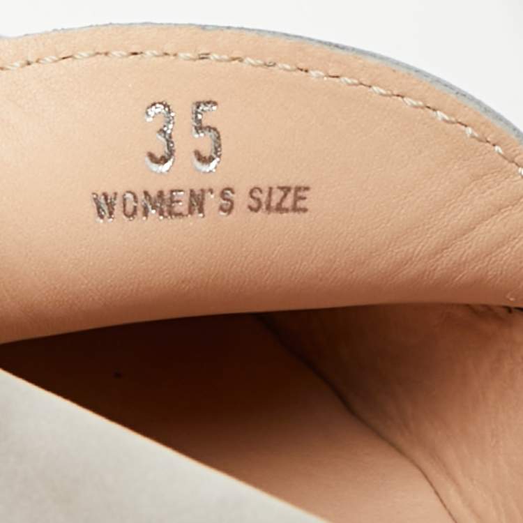 Pre Owned Tod's Grey Leather Slip On Penny Loafers Size 35