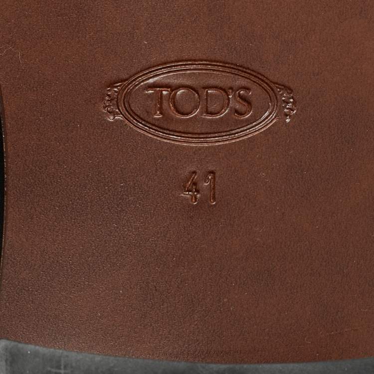 مملوكة مسبقًا Tod's Size 41 Black Leather Chain Link Detail Slip On Loafers