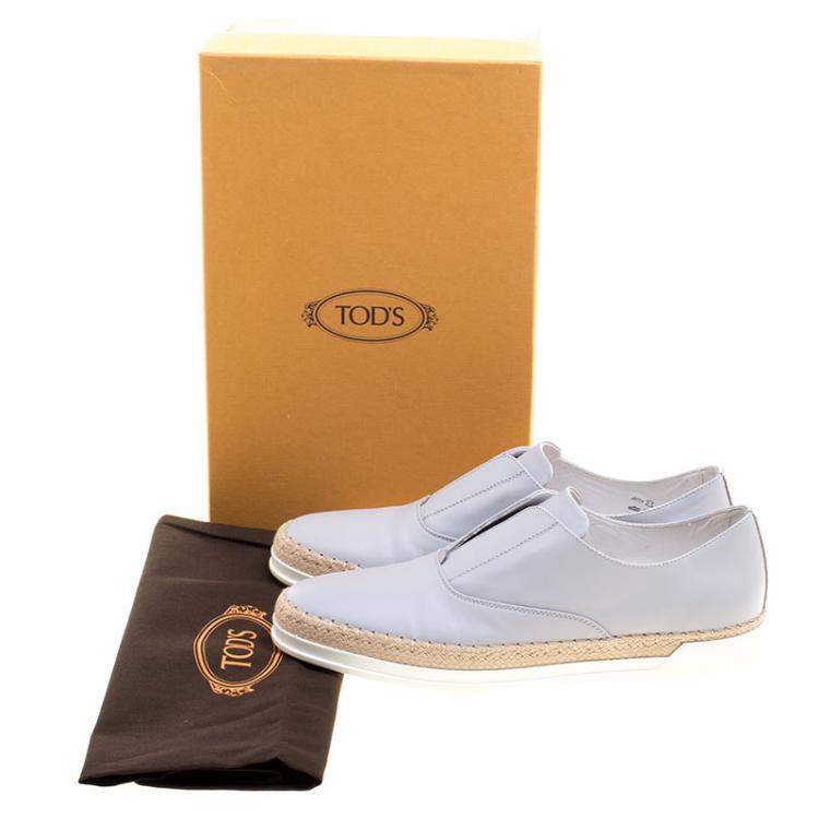 Pre Owned Tod's Grey Leather Francesina Espadrille Slip On Sneakers Size 38