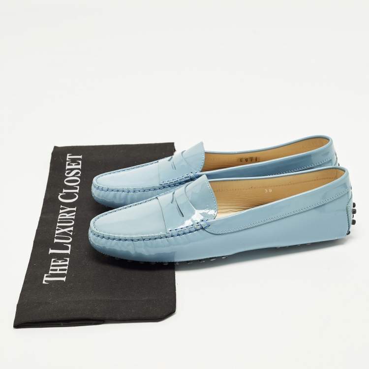 مملوكة مسبقًا Tod's Gommino Size 39 Blue Patent Leather Loafers