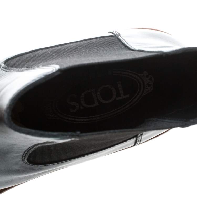 Pre Owned Tod's Black Leather Platform Ankle Boots Size 41